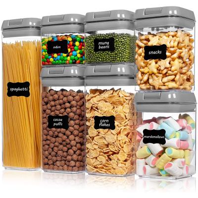 China BPA Free Sustainable Clear Plastic Cereal Airtight Food Storage Containers Set Kitchen Pantry Organization With Lids Or Flour Sugar Labels for sale