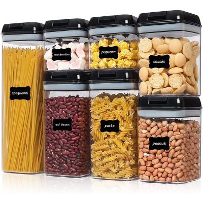 China 7 Piece Sustainable BPA Free Plastic Cereal Airtight Food Storage Containers Set For Kitchen Pantry Organization With Lids Baking Supplies for sale