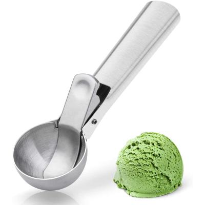 China Durable Personalized High Quality Premium Stainless Steel Metal Kitchen Tools Home Accessories Heavy Duty Ice Cream Scoop With Trigger for sale