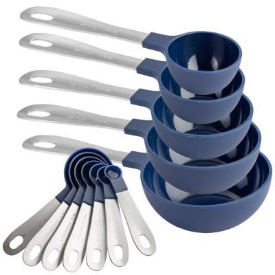 China 2021 New Product New Product Interlocking Dolls Kitchen Viable Modern Accessories Glass Measuring Cup And Spoon Set Stainless Steel Plastic Handle Long for sale