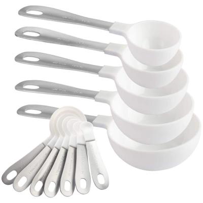 China 12 PC Eco-Friendly Nested Liquid Dry Measuring Plastic Measuring Spoons Cups And Spoons Set With Stainless Steel Handles for sale