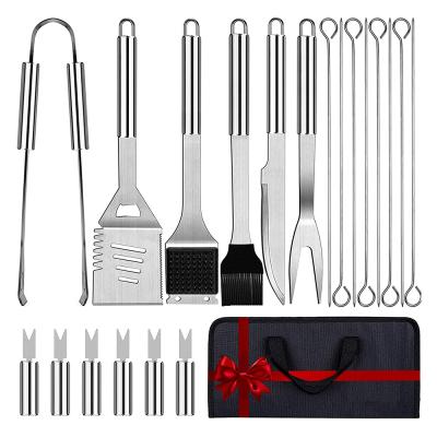 China Easily Cleaned Kitchen Stainless Steel Camping Outdoor Grilling Accessories Set BBQ Durable BBQ Grill Utensil Factory Kit Custom 21 Pieces for sale