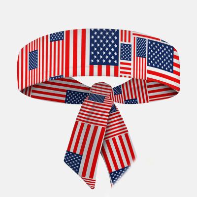 China COOLING AND ABSORBING Cooling Custom USA Flag Polyester Cable Tie Reversible Sweatband for sale