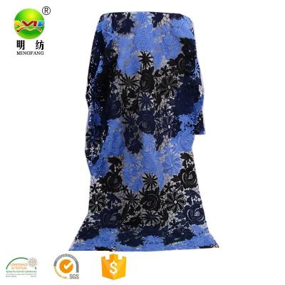 China 100% Sustainable Polyester All Over Embroidery Chemical Lace Water Soluble Fabric With Flower Design for sale