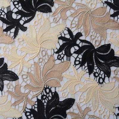 China Sustainable Polyester 100 Lace Fabric Water Soluble 3D Embroidery for sale