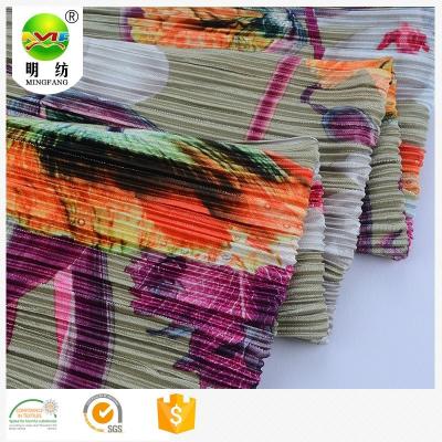 China Shiny Wholesale 100% Polyester Print Pleated Tulle Knitted Fabric for sale