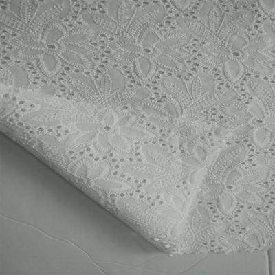 China Eco-friendly 100% Cotton Eyelet Embroidery Anti-Static Lace Fabric for sale