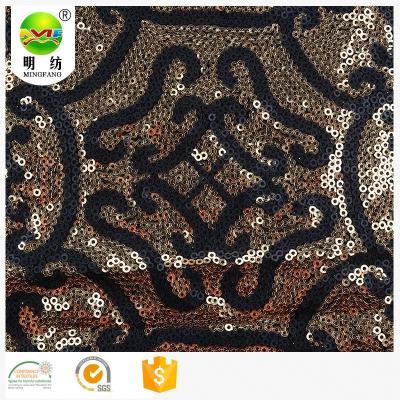 China Other Rose Gold 100 Polyester Sequin Mesh Embroidery Lace Fabric for sale