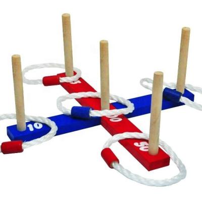 China FUN Wooden Outdoor Toys Family Yard Garden Ring Toss Set Hoopla Quoit Wooden Game for sale