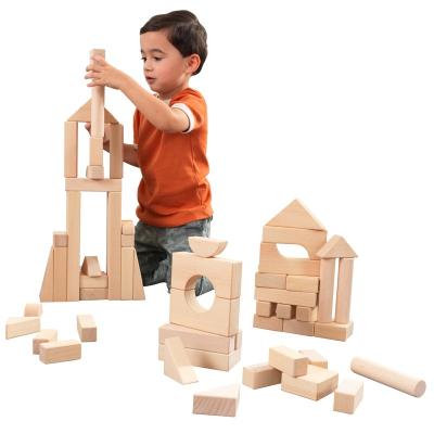 China Hotel Restaurant 60-Piece Home Cutout Shapes Natural Wooden Block Building Wooden Architectural Set Blocks for sale