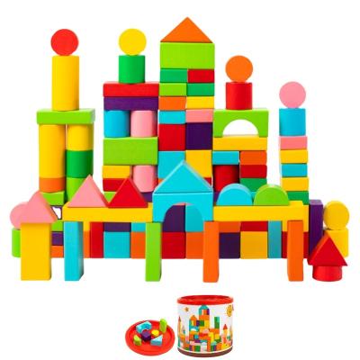 China Children Toys Natural Solid Wooden Blocks Set Children Toys Developmental Wooden Toys Building Blocks for sale