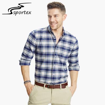 China Fashion Fitted Slim Fit Cotton Shirts 100% Cotton Casual Office Men Check Shirts for sale