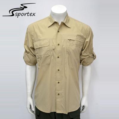 China Breathable Casual Custom Outdoor Shirts Khaki Colors Customized Design for sale