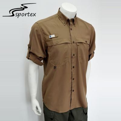 China Dark - Colored Brown Mens Camp Shirts , Mens Outdoor Shirts Long Lifetime for sale