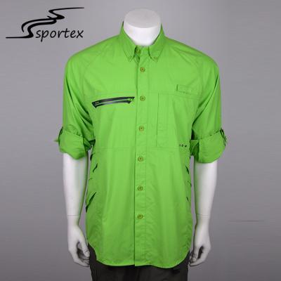 China Green Camping Custom Outdoor Shirts Nylon Supplex Fabric Type With Security Pockets for sale