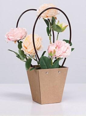 China Zweischichtenpapierblumenstrauß-Pappschachtel 35cm elegant mit Griff zu verkaufen