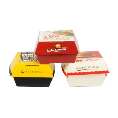 China Waterproof Paper Disposable Box Hamburger Lunch Box Printed Thickened Takeout Paper Lunch Box for sale