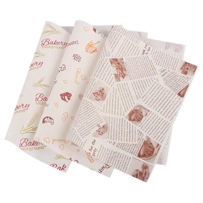 China Greaseproof printed waterproof paper, food grade waterproof paper high quality raw material, hamburger roll wrapper paper for sale