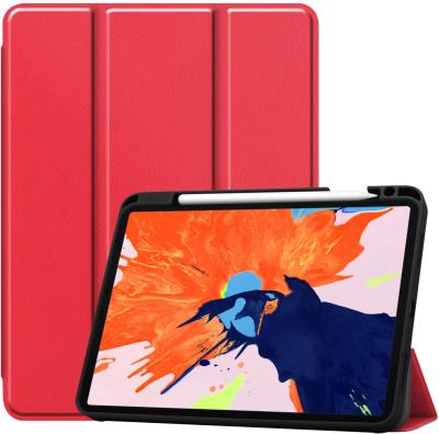 China Magnetic Stand Auto-sleep Function Tablet Case For iPad Pro 12.9 2020 , Solid Color Triple PU Leather Smart Cover Case for sale