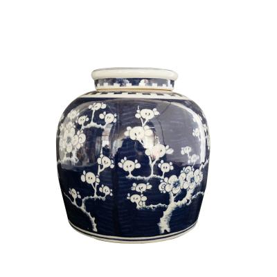 China Viable Chinese Blue And White Porcelain Storage Ceramic Ginger Jar Jar With Lid for sale