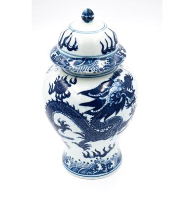 China China Viable Supplier Blue And White Decoration Ginger Jar Ceramic Temple Jar With Lid for sale