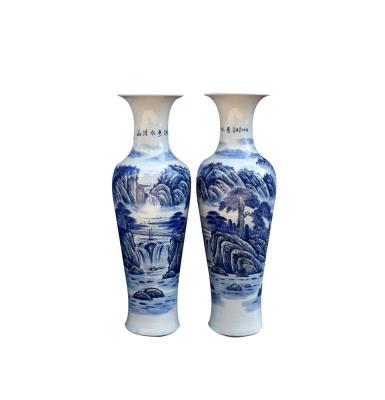 China Chinese Hand Painted Home Ware Ceramic Vases Decor Blue And White Ceramic Vase Large for sale