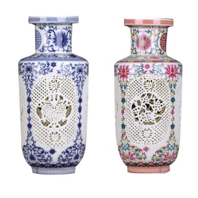 China New Minimalist Wholesale Cheap Wholesale Table Vase Porcelain Classic Small Hollow Vases for sale