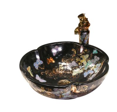 China Modern Black Butterfly Pattern Above Counter Basin Vanity Sink for sale