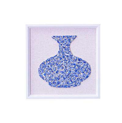 China Traditional Modern Jingdezhen Blue And White Porcelain Painting With Frame For Living Room for sale