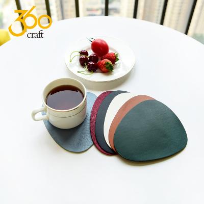 China Viable Unique Tabletex Design PU Faux Leather Place Mat Coffee Cup Coaster Set for sale