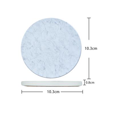 China White Sustainable Free Sample Custom Marble Pattern Absorbent Round Ceramic Stone Coasters for sale