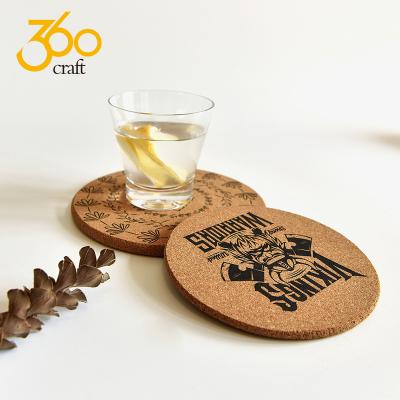 China Sustainable Custom Printed Natural Cork Trivets Beer Drink Coasters With Stand for sale