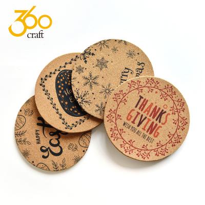 China Sustainable Eco Friendly Custom Logo Wooden Coasters Absorbable Blank Soft Cork for sale