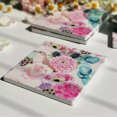 China Sustainable Square Sublimation Ceramic Coaster With Cork for sale