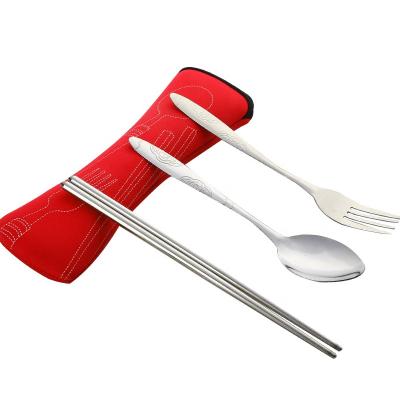 China Sustainable Portable Stainless Steel Travel Sets Camping Picnic Set Cutlery Sets With Storage Bag for sale