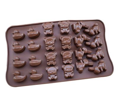 China 24 Viable Animal Cartoon Silicone Chocolate Candy Ice Cube Baking Molds for sale