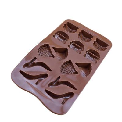 China Viable Bag Fan High Heels Form Manual DIY Chocolate Mold Silicone Cake Baking Mold for sale