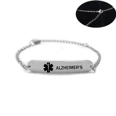 China Fashionable Health Bracelet Medical Logo Diabetes Warning Stainless Steel Chain Bracelet for sale