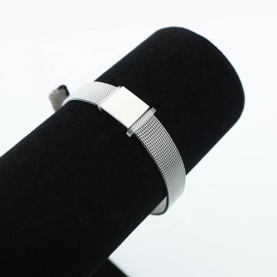 China Silver Square ID Logo Stainless Steel Mesh Bracelet Casual/Sporty Custom Unique Name Tag For Men for sale