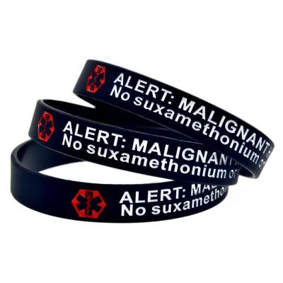 China FASHIONABLE Silicone Wristband Warness Malignant Hyperthermia Alert Medical Rubber Wristband for sale