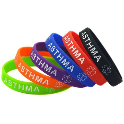 China TRENDY Two Logo Medical Asthma Awareness Silicone Wristband For Men And Women for sale