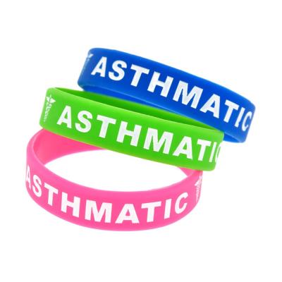 China FASHIONABLE Engraved Wristband Children Silicone Asthma Warning Bracelet Filled Wristband For Medical for sale