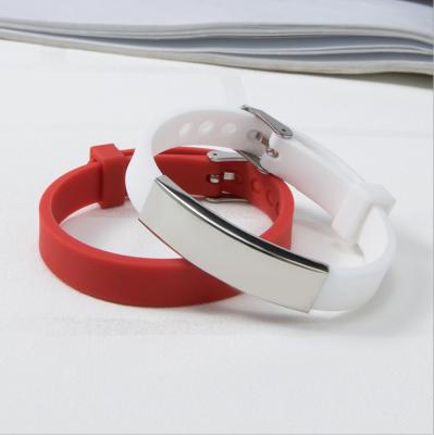 China Fashionable High Quality Adjustable Silicone ID Bracelet With Metal Clasp for sale