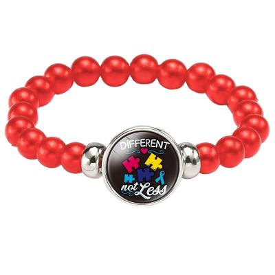 China Autism CLASSIC MOM AUTISM MOM Alloy Autism Bead Bracelet Colorful Autism Bracelet with Elastic Rope for sale