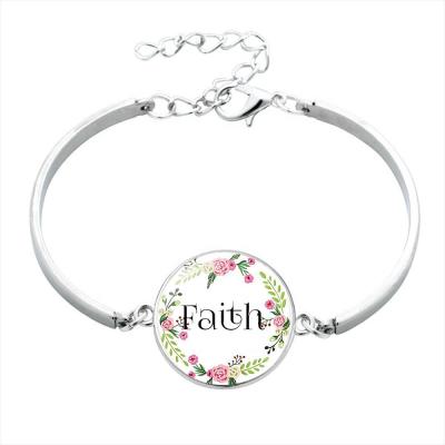 China Trendy Fashion Faith Time Gemstone Alloy Bracelet Courage Bracelet For Jewelry Gift for sale