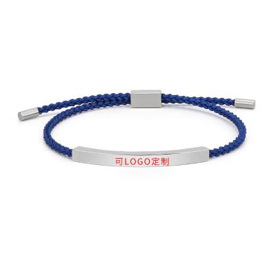 China FASHIONABLE Custom Statement Bracelets Adjustable Braided Silver Bar Jewelry Colorful Rope Bracelet For Women Men for sale