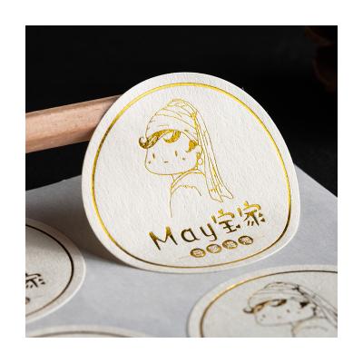 China Waterproof accept custom gold foil logo hot stamping stickers emboss sticker paper luxury label embossed sticker for sale