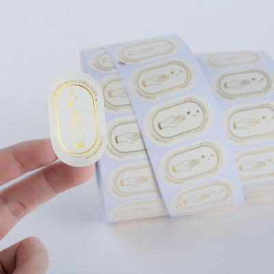 China Waterproof Elegant Matte Texture Gold Foil Logo Design Jewelry Gift Box Seal Sticker for sale