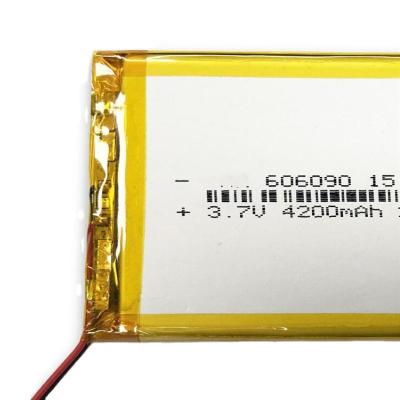 China Long Cycle Life Lithium Polymer 4200mAh 3.7v 4000mah 606090 Rechargeable Polymer Li-ion Battery for sale