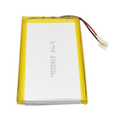 China Top sale 2023 life long cycle rechargeable battery 3.7V 8000mAh 126090 large capacity lipo polymer Li ion battery for power bank for sale